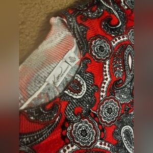 Red and Black Paisley Knit Top by Kim Rogers